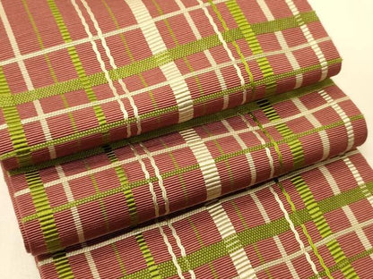 平和屋着物●本場筑前博多織　半幅帯　変わり格子柄　正絹　逸品　CABI5190ak
