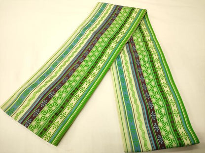 平和屋着物●本場筑前博多織　半幅帯　吉祥間道　証紙付き　正絹　逸品　CABI5192ak