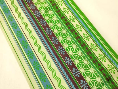 平和屋着物●本場筑前博多織　半幅帯　吉祥間道　証紙付き　正絹　逸品　CABI5192ak