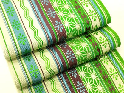平和屋着物●本場筑前博多織　半幅帯　吉祥間道　証紙付き　正絹　逸品　CABI5192ak