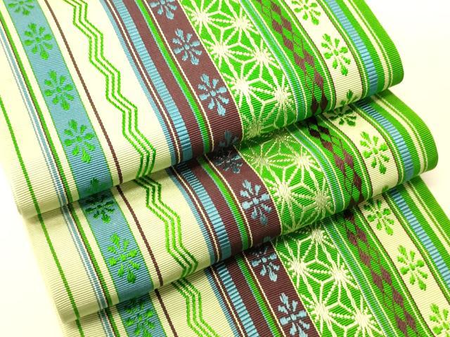 平和屋着物●本場筑前博多織　半幅帯　吉祥間道　証紙付き　正絹　逸品　CABI5192ak