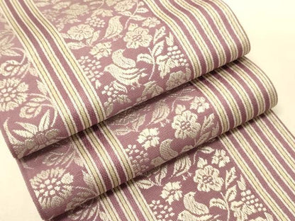 平和屋着物●本場筑前博多織　半幅帯　花鳥間道　正絹　逸品　CABI5197ak