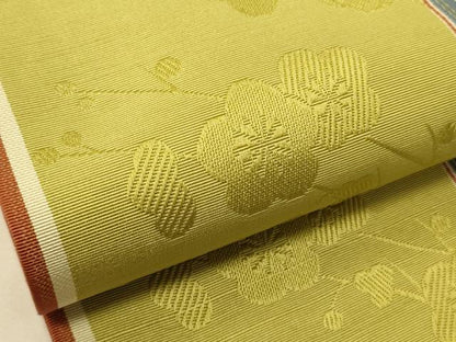 平和屋着物●本場筑前博多織　半幅帯　井上絹織謹製　枝梅文　証紙付き　正絹　逸品　CABI5198ak