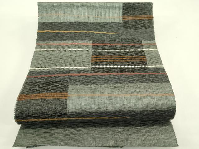 平和屋着物＊夏物　八寸名古屋帯　櫛織　幾何学文様　正絹　逸品　CABI5202rv