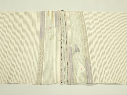 平和屋着物＊夏物　八寸名古屋帯　絽綴れ　横段花文　金銀糸　正絹　逸品　CABI5203rv