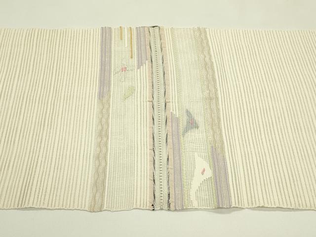 平和屋着物＊夏物　八寸名古屋帯　絽綴れ　横段花文　金銀糸　正絹　逸品　CABI5203rv