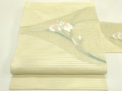 平和屋着物＊夏物　八寸名古屋帯　絽綴れ　杜若　銀糸　正絹　逸品　CABI5204rv