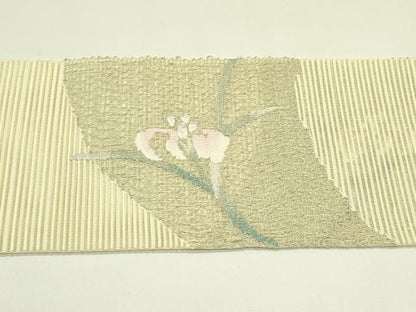 平和屋着物＊夏物　八寸名古屋帯　絽綴れ　杜若　銀糸　正絹　逸品　CABI5204rv
