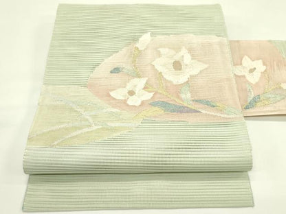 平和屋着物＊夏物　八寸名古屋帯　絽綴れ　草花文　金銀糸　正絹　逸品　CABI5205rv