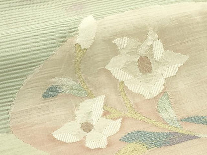 平和屋着物＊夏物　八寸名古屋帯　絽綴れ　草花文　金銀糸　正絹　逸品　CABI5205rv