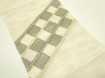 平和屋着物＊夏物　八寸名古屋帯　市松文様　正絹　逸品　CABI5208rv
