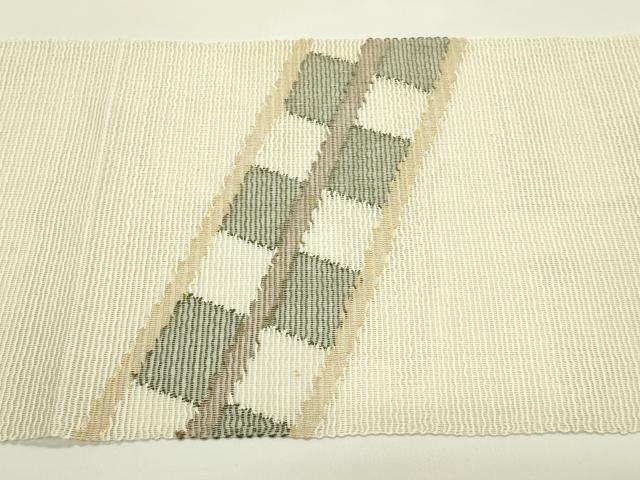 平和屋着物＊夏物　八寸名古屋帯　市松文様　正絹　逸品　CABI5208rv