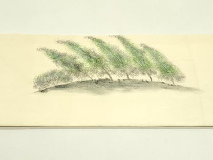 平和屋着物＊夏物　九寸名古屋帯　手描き　風景文　健勝苑扱い　正絹　逸品　CABI5211rv