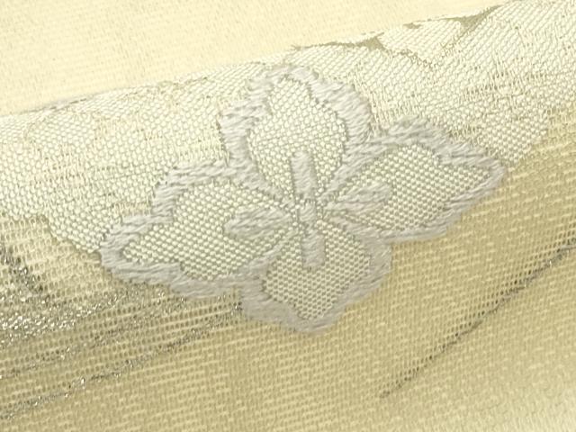 平和屋着物＊夏物　九寸名古屋帯　唐織　菱花文　銀糸　正絹　逸品　CABI5213rv