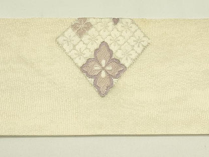 平和屋着物＊夏物　九寸名古屋帯　唐織　菱花文　銀糸　正絹　逸品　CABI5213rv