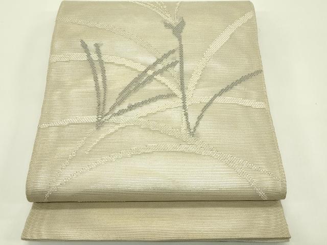 平和屋着物＊夏物　太鼓柄袋帯　草花文　銀糸　正絹　逸品　CABI5219rv