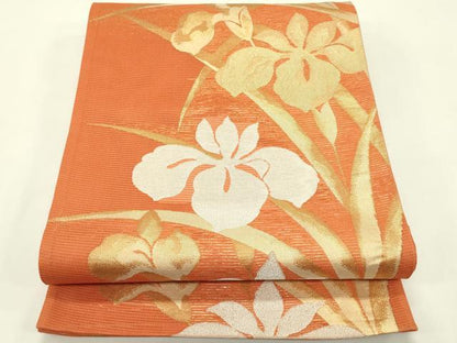 平和屋着物＊夏物　六通柄袋帯　杜若　金糸　正絹　逸品　CABI5220rv
