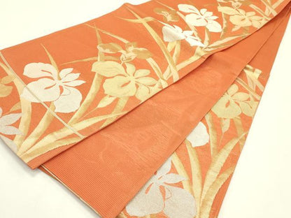 平和屋着物＊夏物　六通柄袋帯　杜若　金糸　正絹　逸品　CABI5220rv
