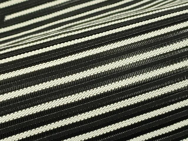 平和屋着物＊夏物　八寸名古屋帯　絽綴れ　横段文　黒地　正絹　逸品　CABI5221rv