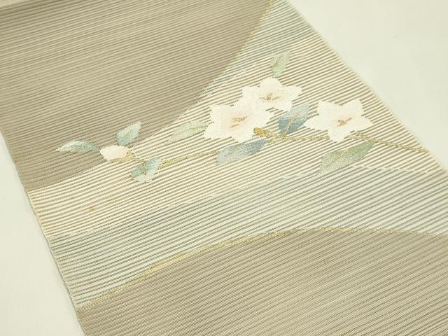 平和屋着物＊夏物　八寸名古屋帯　絽綴れ　枝花文　金糸　正絹　逸品　未使用　CABI5222rv