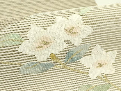 平和屋着物＊夏物　八寸名古屋帯　絽綴れ　枝花文　金糸　正絹　逸品　未使用　CABI5222rv