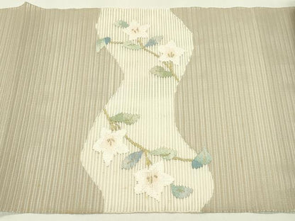 平和屋着物＊夏物　八寸名古屋帯　絽綴れ　枝花文　金糸　正絹　逸品　未使用　CABI5222rv