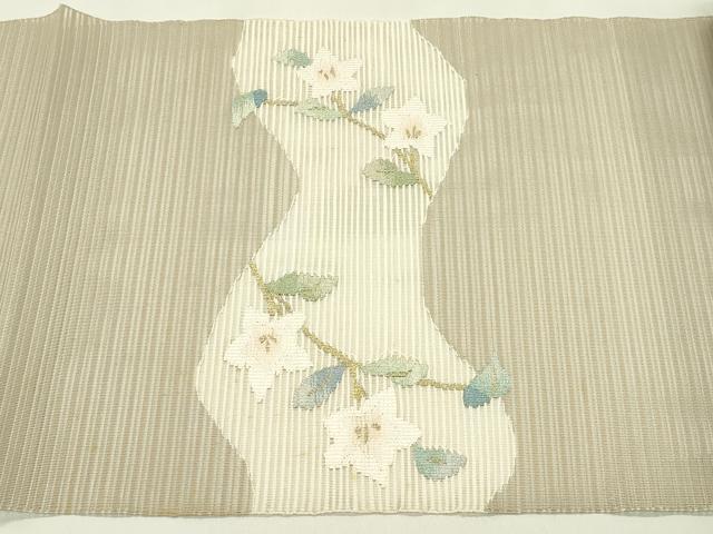平和屋着物＊夏物　八寸名古屋帯　絽綴れ　枝花文　金糸　正絹　逸品　未使用　CABI5222rv