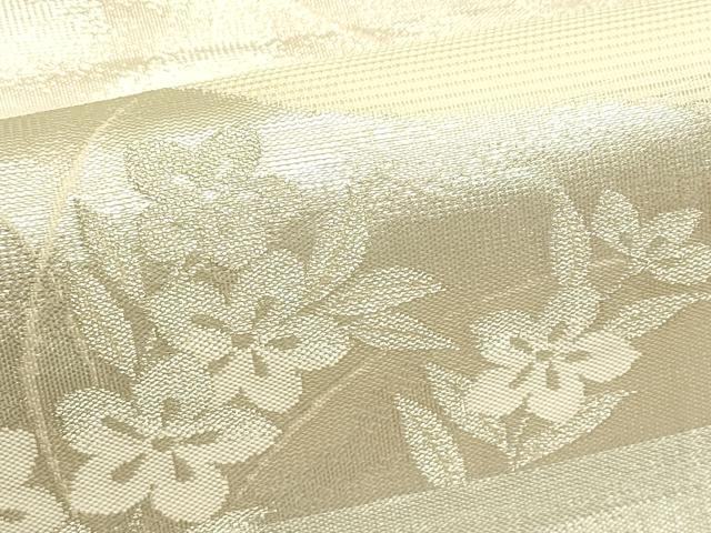 平和屋着物＊夏物　六通柄袋帯　遠山草花文　銀糸　正絹　逸品　CABI5226rv