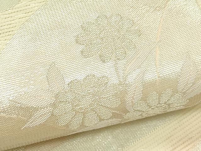 平和屋着物＊夏物　六通柄袋帯　遠山草花文　銀糸　正絹　逸品　CABI5226rv