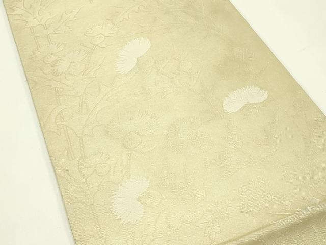 平和屋着物＊夏物　六通柄袋帯　草花文　銀糸　正絹　逸品　CABI5228rv