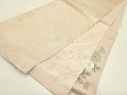 平和屋着物＊夏物　太鼓柄袋帯　刺繍　菊　銀糸　正絹　逸品　CABI5229rv