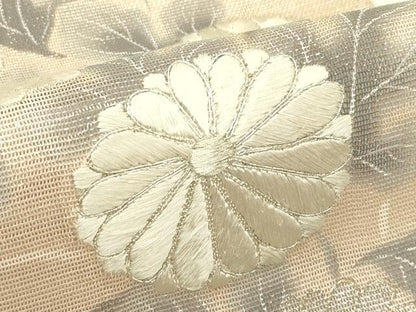 平和屋着物＊夏物　太鼓柄袋帯　刺繍　菊　銀糸　正絹　逸品　CABI5229rv