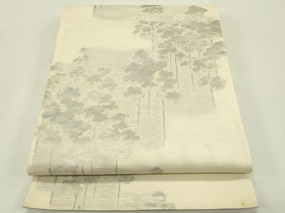 平和屋着物＊夏物　六通柄袋帯　樹林文　銀糸　正絹　逸品　CABI5231rv