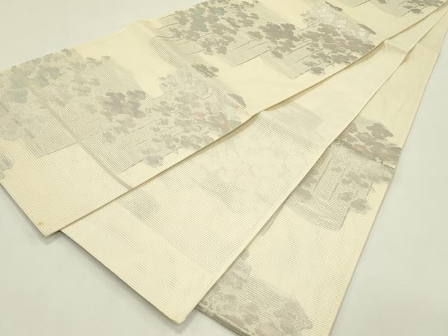平和屋着物＊夏物　六通柄袋帯　樹林文　銀糸　正絹　逸品　CABI5231rv