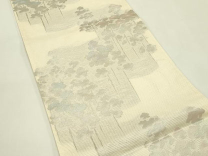 平和屋着物＊夏物　六通柄袋帯　樹林文　銀糸　正絹　逸品　CABI5231rv