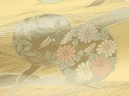 平和屋着物＊夏物　九寸開き名古屋帯　雪芝草花丸文　銀糸　正絹　逸品　未使用　CABI5240rv