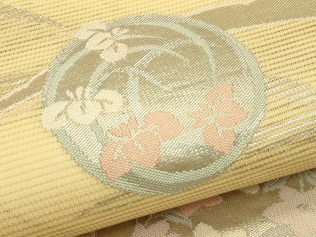 平和屋着物＊夏物　九寸開き名古屋帯　雪芝草花丸文　銀糸　正絹　逸品　未使用　CABI5240rv