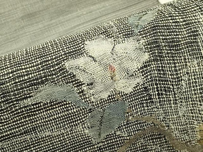 平和屋着物＊夏物　八寸名古屋帯　すくい織　枝花文　金銀糸　正絹　逸品　CABI5243rv