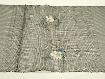 平和屋着物＊夏物　八寸名古屋帯　すくい織　枝花文　金銀糸　正絹　逸品　CABI5243rv