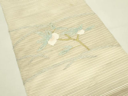 平和屋着物＊夏物　八寸名古屋帯　絽綴れ　枝花文　金銀糸　正絹　逸品　CABI5245rv