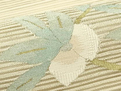 平和屋着物＊夏物　八寸名古屋帯　絽綴れ　枝花文　金銀糸　正絹　逸品　CABI5245rv
