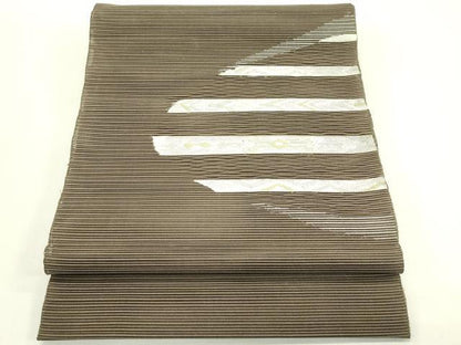 平和屋着物＊夏物　八寸名古屋帯　絽綴れ　横段文　金銀糸　正絹　逸品　CABI5247rv