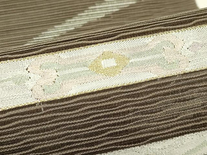 平和屋着物＊夏物　八寸名古屋帯　絽綴れ　横段文　金銀糸　正絹　逸品　CABI5247rv