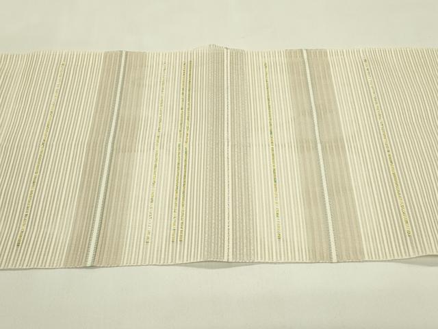 平和屋着物＊夏物　八寸名古屋帯　絽綴れ　横段文　金銀糸　正絹　逸品　CABI5251rv