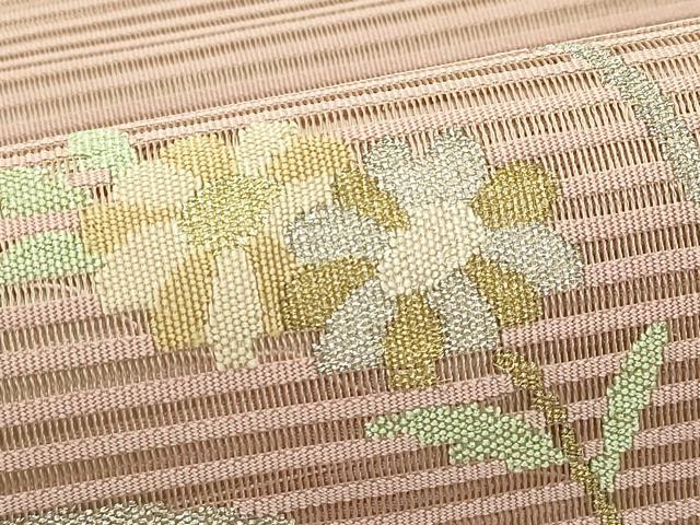 平和屋着物＊夏物　八寸名古屋帯　絽綴れ　地紙草花文　金銀糸　正絹　逸品　CABI5252rv