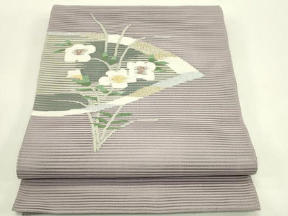 平和屋着物＊夏物　八寸名古屋帯　絽綴れ　草花文　金銀糸　正絹　逸品　CABI5253rv