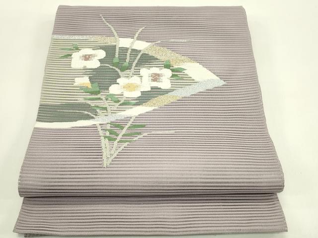 平和屋着物＊夏物　八寸名古屋帯　絽綴れ　草花文　金銀糸　正絹　逸品　CABI5253rv