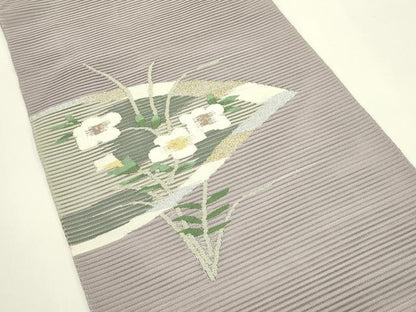 平和屋着物＊夏物　八寸名古屋帯　絽綴れ　草花文　金銀糸　正絹　逸品　CABI5253rv