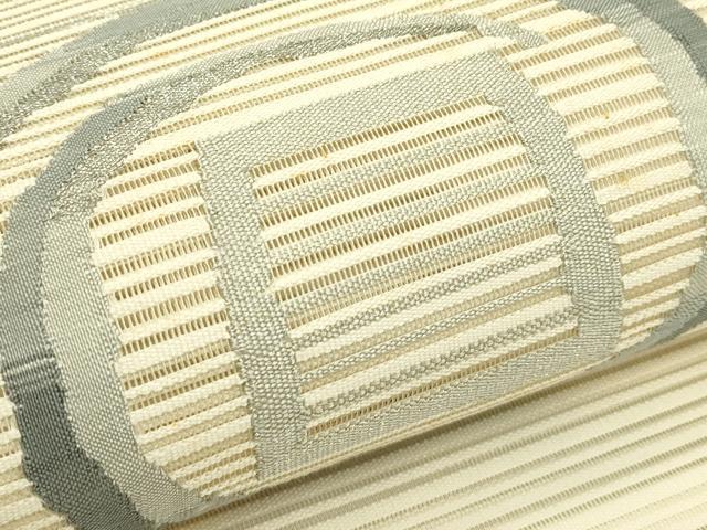 平和屋着物＊夏物　八寸名古屋帯　絽綴れ　渦巻文　銀糸　正絹　逸品　CABI5254rv