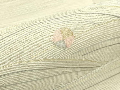 平和屋着物＊夏物　八寸名古屋帯　すくい織　立波文　金銀糸　正絹　逸品　未使用　CABI5255rv